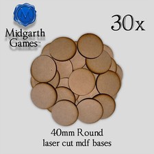 30x 40mm Round MDF Miniature Bases 3mm Laser Cut Wargaming RPG Made in USA