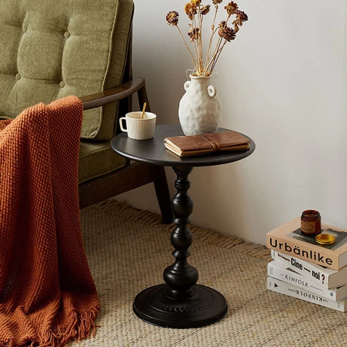 Metal Round Side Table Vintage End Table Small Accent Pedestal Table Nightstand - Picture 5 of 19