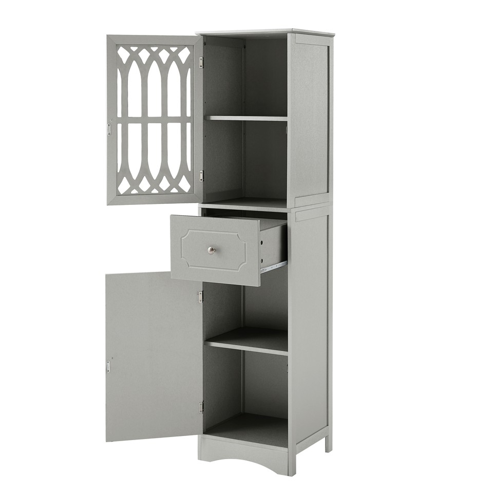 Tall Bathroom Cabinet w/1 Drawer & 2 Doors Freestanding Narrow Storage ...