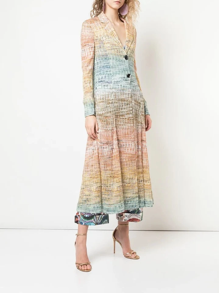 $4130+ NEW MISSONI COAT DRESS CARDIGAN JACKET LONG MIDI MAXI KNIT BLUE PINK 38
