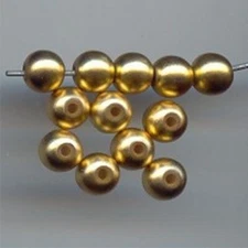 36 VINTAGE GOLD MATTE ACRYLIC 6mm. ROUND SMOOTH BEADS 805