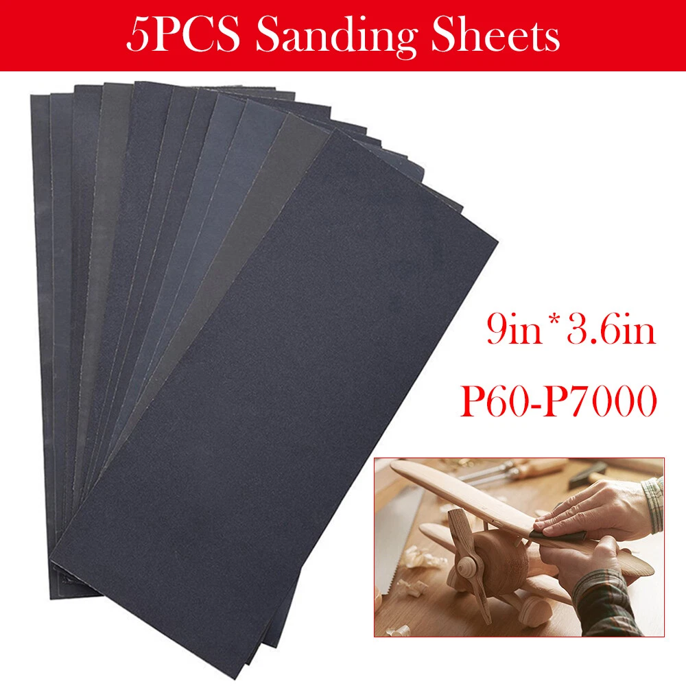 5PCS x WET AND DRY SANDPAPER 60 7000 All GRIT SAND PAPER SHEET SANDING SHEETS