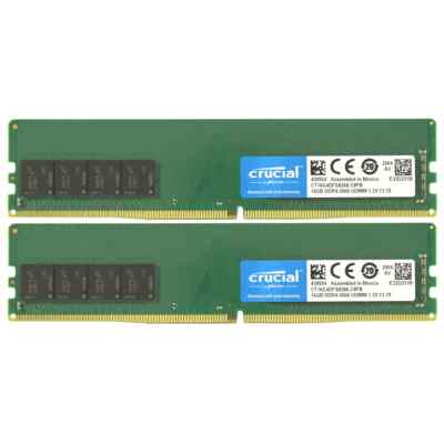 Crucial Kit 32GB (2x 16GB) 2666MHz DDR4 UDIMM 1Rx8 Desktop Memory