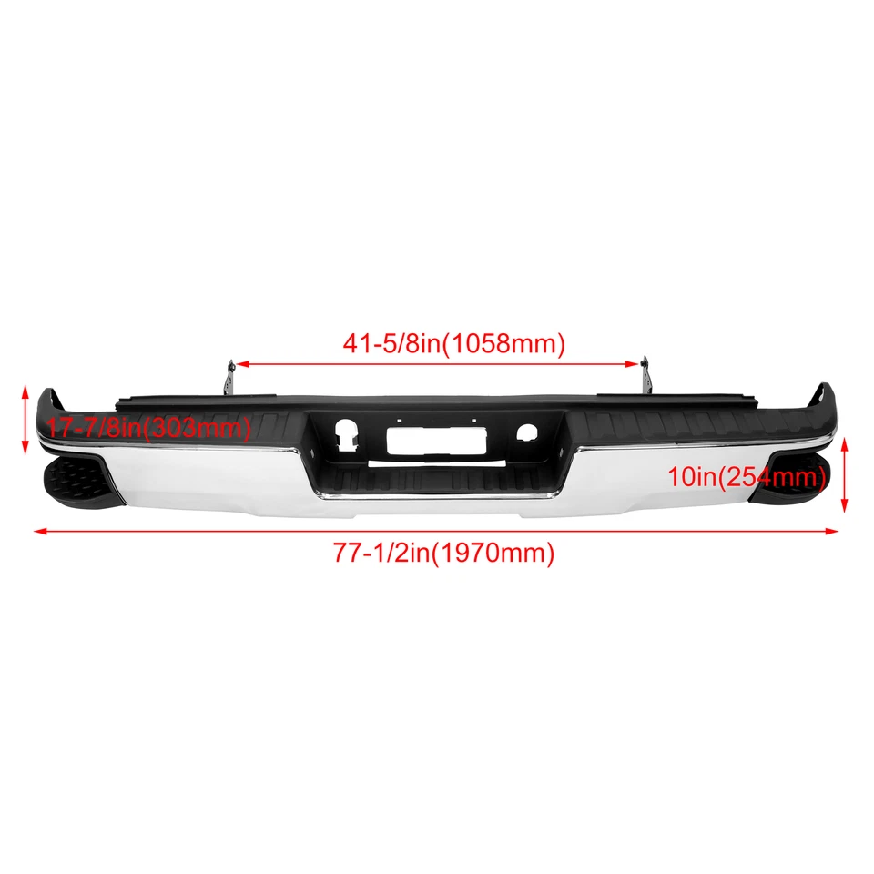 Chrome Rear Step Bumper Assembly For Chevy Silverado GMC Sierra 1500 2014-2018 - Image 4 of 4