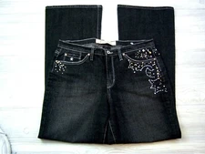 Jeanstar Women's Blue Jeans - Sz. 12 Average - Gray Black - Sequins - Excellent!