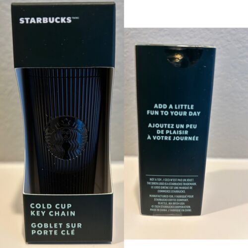 STARBUCKS 2024 BLACK COLD CUP KEYCHAIN-NEW IN BOX! - Picture 1 of 3