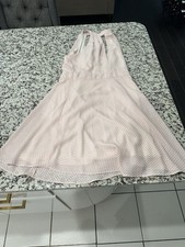 EXPRESS Pink and White Polka Dot Dress Womens Size 8 Halter Key Hole 50s Retro*