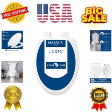 Linden Slow Close Toilet Seat, Non Slip Heavy Duty Wood, Easy Install, Elonga...