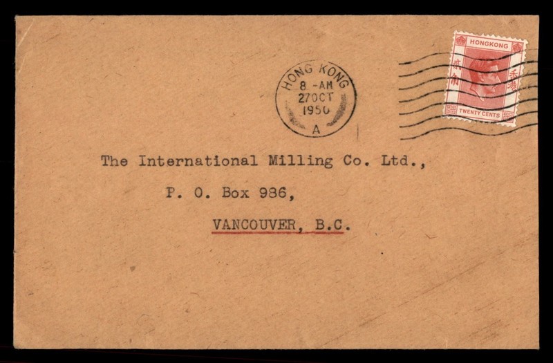 Mayfairstamps Hong Kong 1950 to Vancouver Canada Cover cca_26987