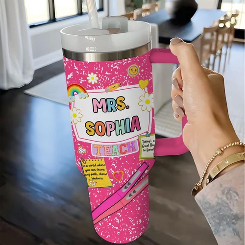 Personalized Teacher 40 Oz Tumbler, First Day Of School, End Of Year Christmas - Picture 2 of 5
