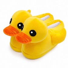 YUNZLAN Funny Yellow Duck Slippers for Women Girl Men Warm Fuzzy Non-slip...