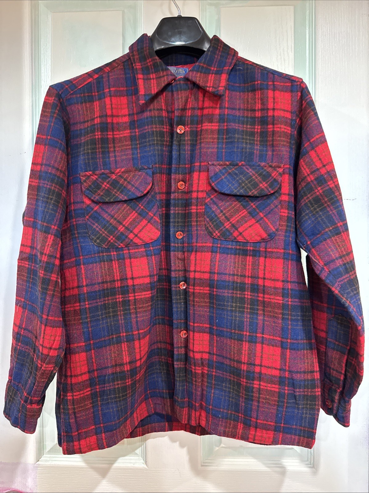 Vintage Pendleton Wool Loop Collar Board Shirt L … - image 1