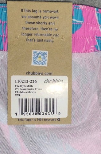 Bañador Chubbies Hydrofoils forrado para hombre XXL 7” Tiger Jungle rosa azul nuevo con etiquetas - Imagen 12 de 12