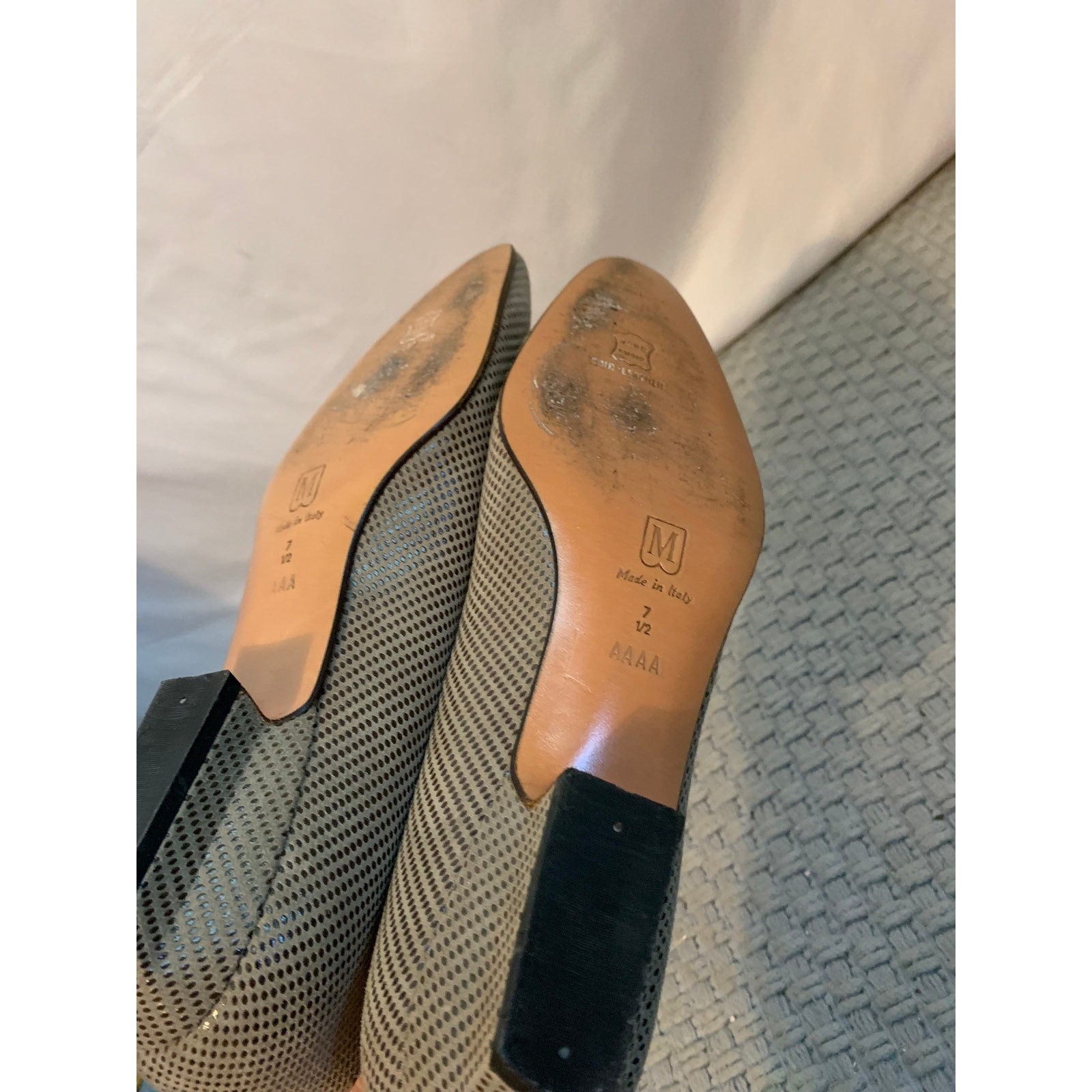 PANTOFOLA D’ORO Bruni Magli Made in Italy 7 5 AAAA "Bologna" Taupe Oro Pelle Tacco a gattino