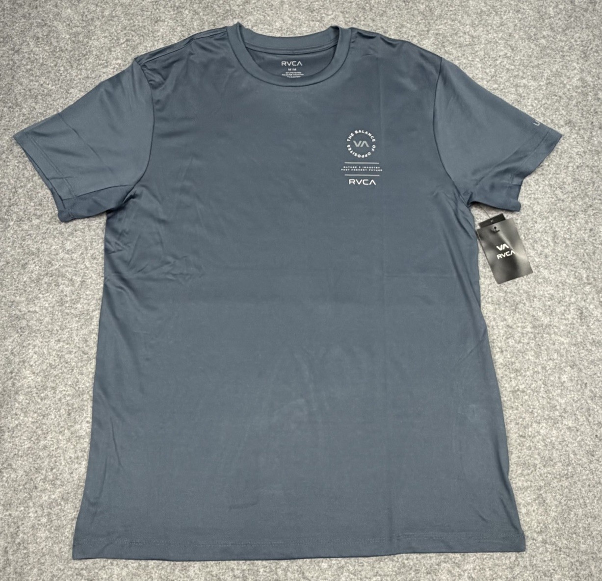 RVCA Balance of Opposites Shirt Mens M Blue Stretch Moisture Wicking UPF 50+ NEW