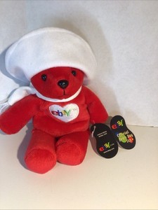 Red Betsy Bear Bean Bag Plush EBAY Toy w/ Tag Limited Edition Holiday 2000