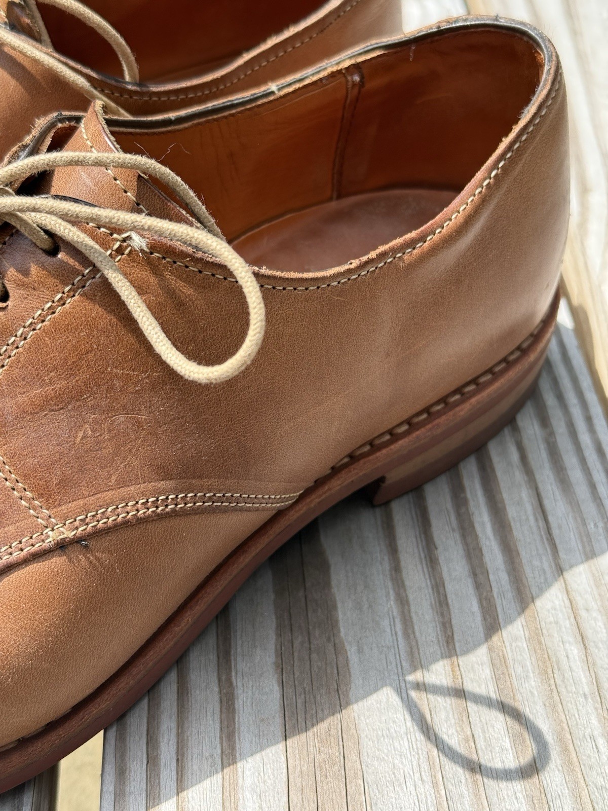 SAOLA Allen Edmonds Oak Street Cap Toe Derby Taglia 10.5D Suola in Dainite Made in USA