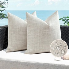 Waterproof Throw Pillow Covers 18x18, Decorative Outdoor Patio, Beige