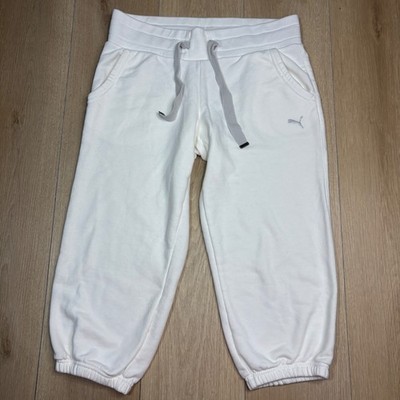 Puma Y2K Womens White Cropped Sweatpants Joggers Capri Drawstring Fleece Large
