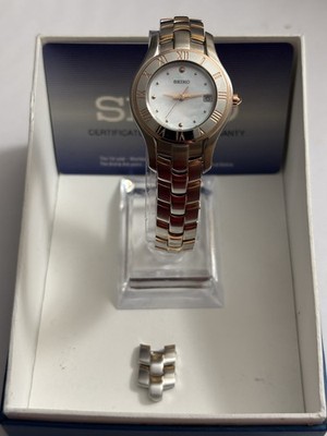 SEIKO SXDB76 LADIES TWO TONE MOP FACE WATCH-runs