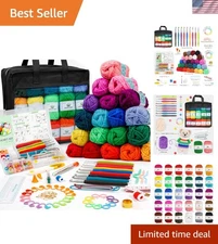 Crochet Kit Yarn Set with Hooks Needles Accessories for Beginners Kids Adults