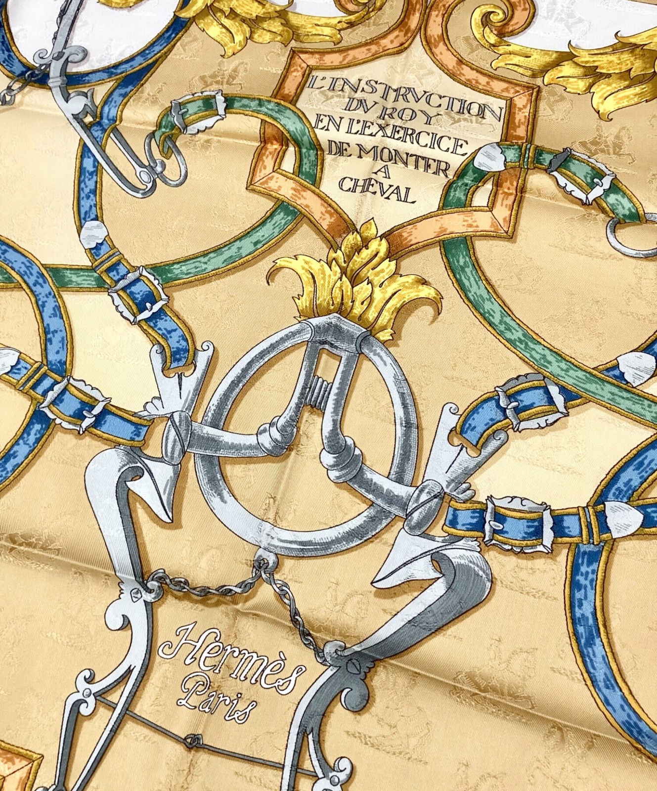 Hermes Scarf Silk Gold Carre 90 L'Instruction du Roy From Japan thumbnail 3