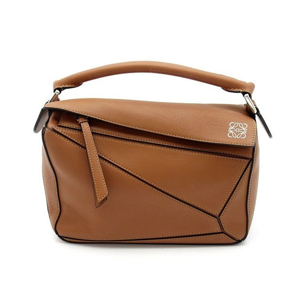 LOEWE Puzzle bag small 322.30.S21 Soft grain calf Handbag Tan USED