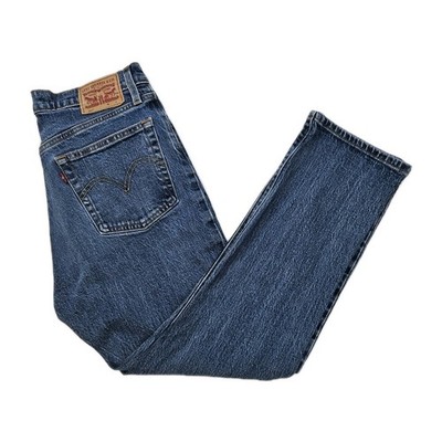 Levi's 501 Cropped Jeans Blau Damen W28 L25 Straight Leg Button Fly Denim