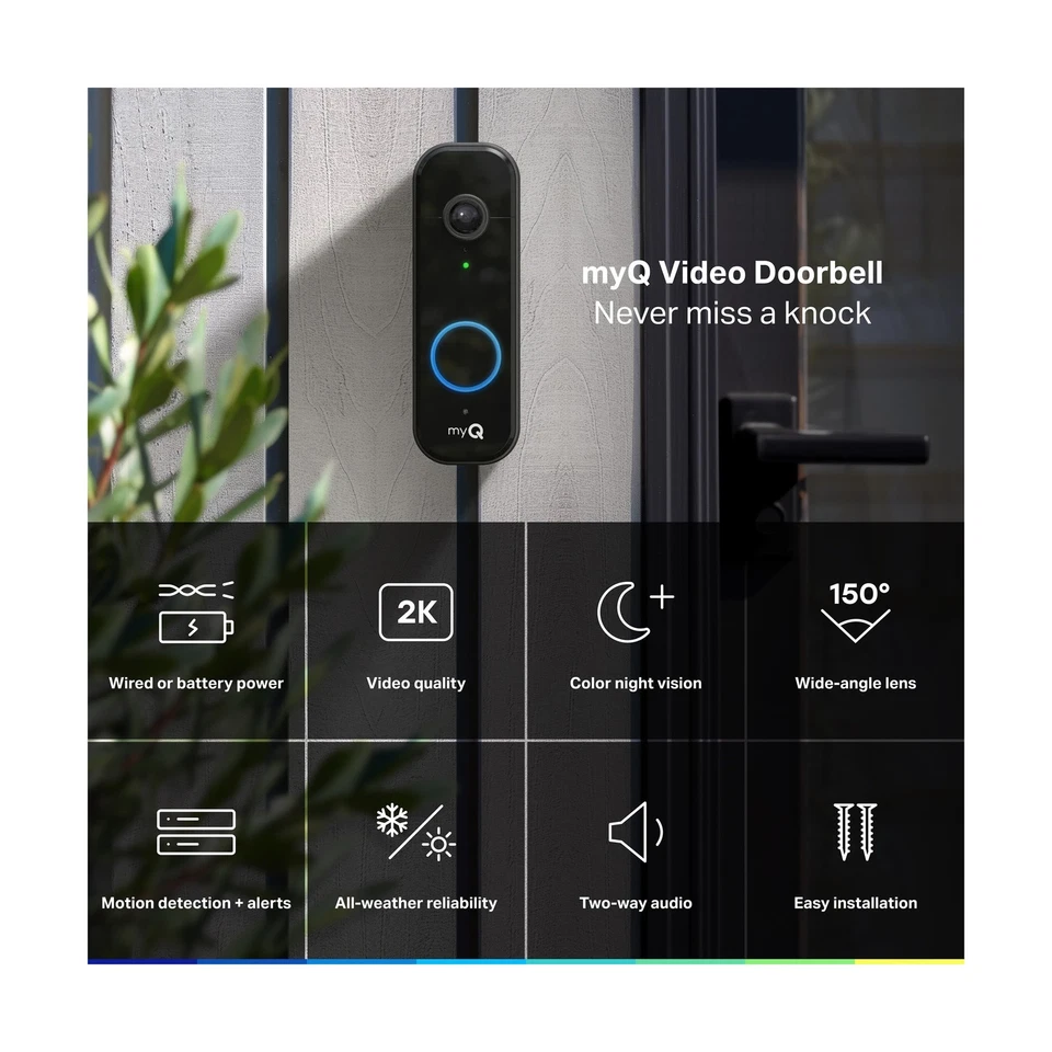 Video Timbre CHAMBERLAIN myQ | Cámara 2K, Batería/Cableado, Visión Nocturna a Color... Foto 2 de 4