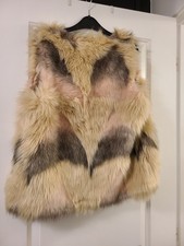 New look faux fur gilet, rose, beige & brown, size M VGC