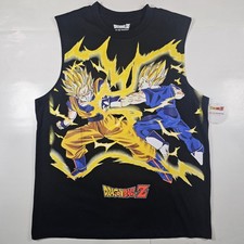 Camiseta sin mangas Dragon Ball Z Toei Animation Goku Vs Vegeta Muscle para hombre M negra NUEVA