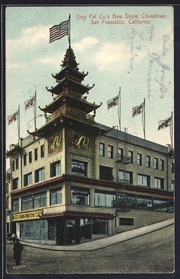 San Francisco, CA, Sing Fat Co´s New Store in Chinatown, Ansichtskarte 1909 
