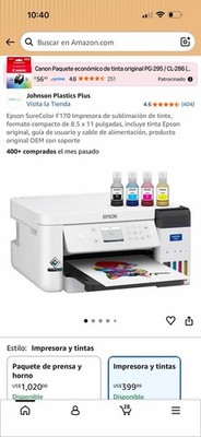Epson SureColor F170 Dye Sublimation Color Printer Wireless USB 1200x600 8.5x11