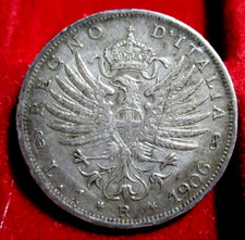 Kingdom of Italy - Vittorio Emanuele III° 1 Lira 1906 Savoy Eagle Silver