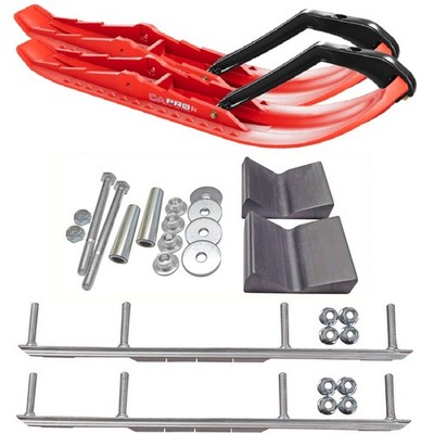 C&A Pro Red TMX Snowmobile Skis w/ 6'' Shaper Bars Complete Kit ARCA 2016+