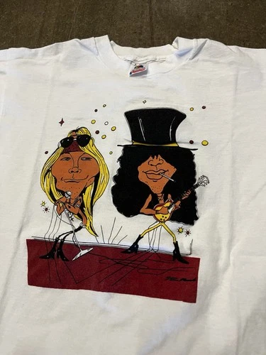 Guns N Roses Shirt Vintage 90s Caricature XL Band Tour 1990s vintage concert t-shirt, vintage, size XL, single stitch, B+ condition