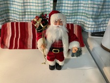 Christmas SANTA Statue Decoration Figure Santa Claus 12  tall with Velvet Suit