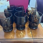 Anchor Hocking Georgian  Glass Paneled Tumblers Amber Gold 4.25" Vintage