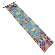 Easter Peek-a-Boo Bunny Rabbits Colorful Eggs Tapestry Wall Hanging Bellpull