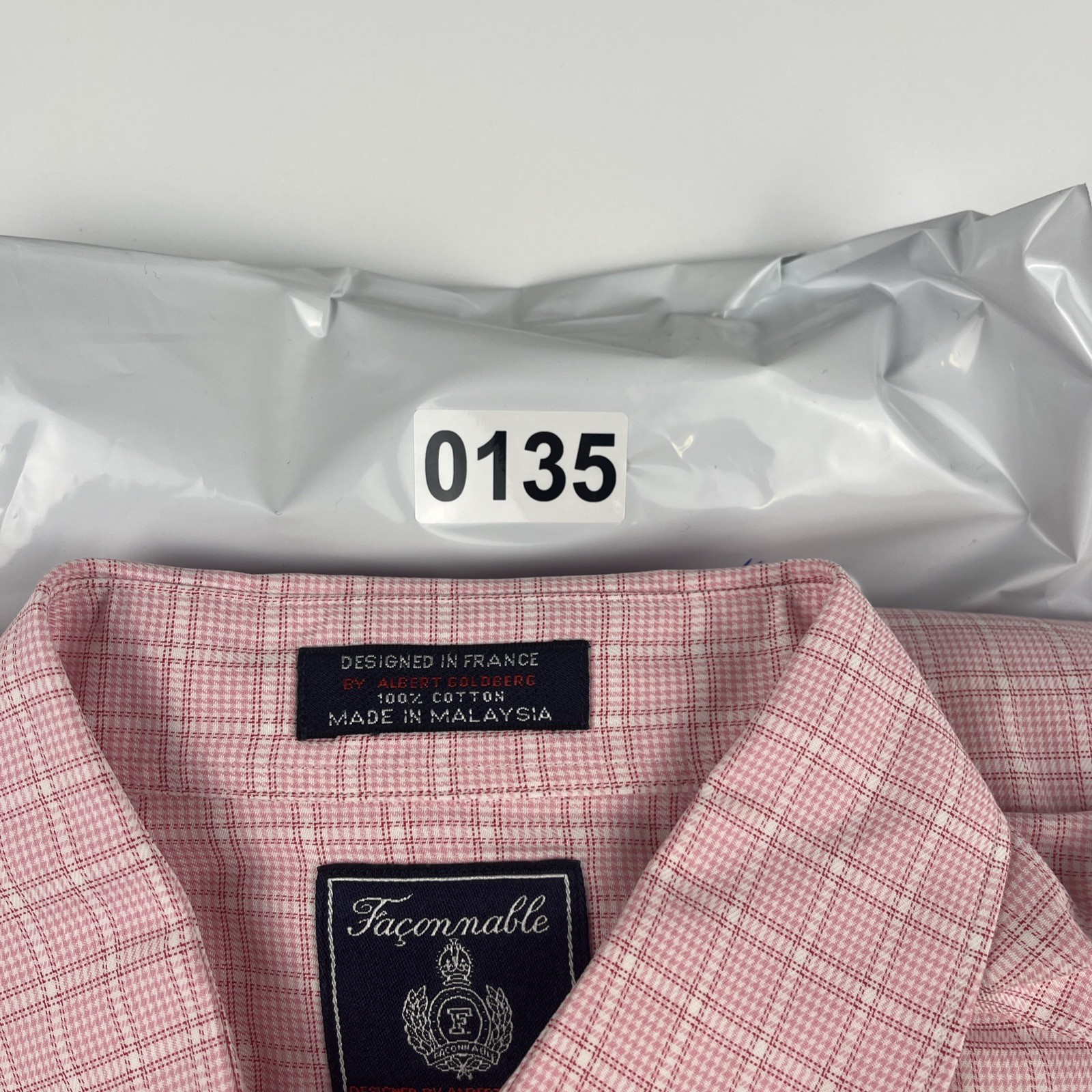 Vintage Faconnable Dress Shirt Designed In France By Albert Goldberg Pink Mens M