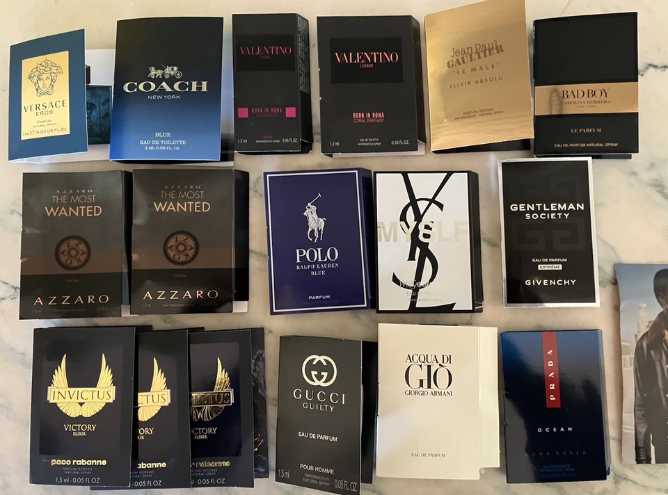 14 Men's Cologne Samples Lot- Prada, YSL, Armani, Gucci 18pc total 1-1 ...