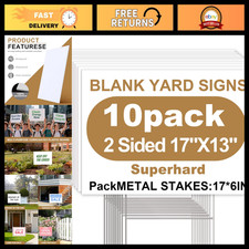 10-Pack Blank Corrugated Plastic Yard Signs with Stakes, 17x13 Inch, Waterproof