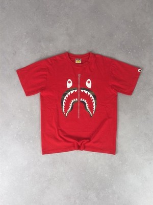 Original Bape A Bathing Ape Shark Tshirt Rot XL