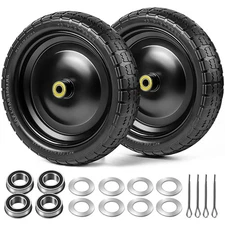 13" 4.00-6 Flat Free Wheels Replacement 2-Pack Solid Tire and Wheel for GOR C...