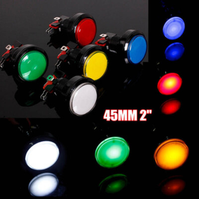 New 5V//12V LED Light Lamp 45MM Big Round Arcade Video Game Player Push Button