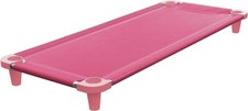 Acrimet Nap Cot for Kids, Stackable, 52" L Gray Stainless Steel, Pink Mesh