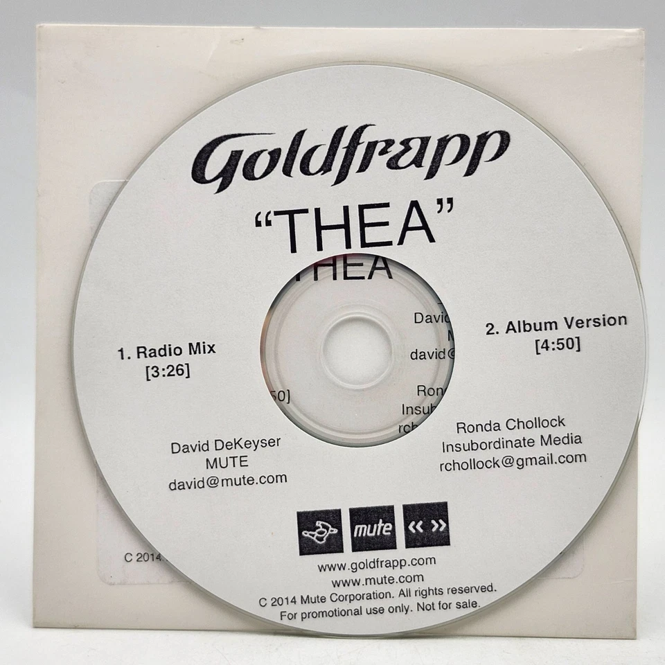 Goldfrapp Thea Promo CDr 2014 Mute Radio Mix Album Version - Image 2 of 2