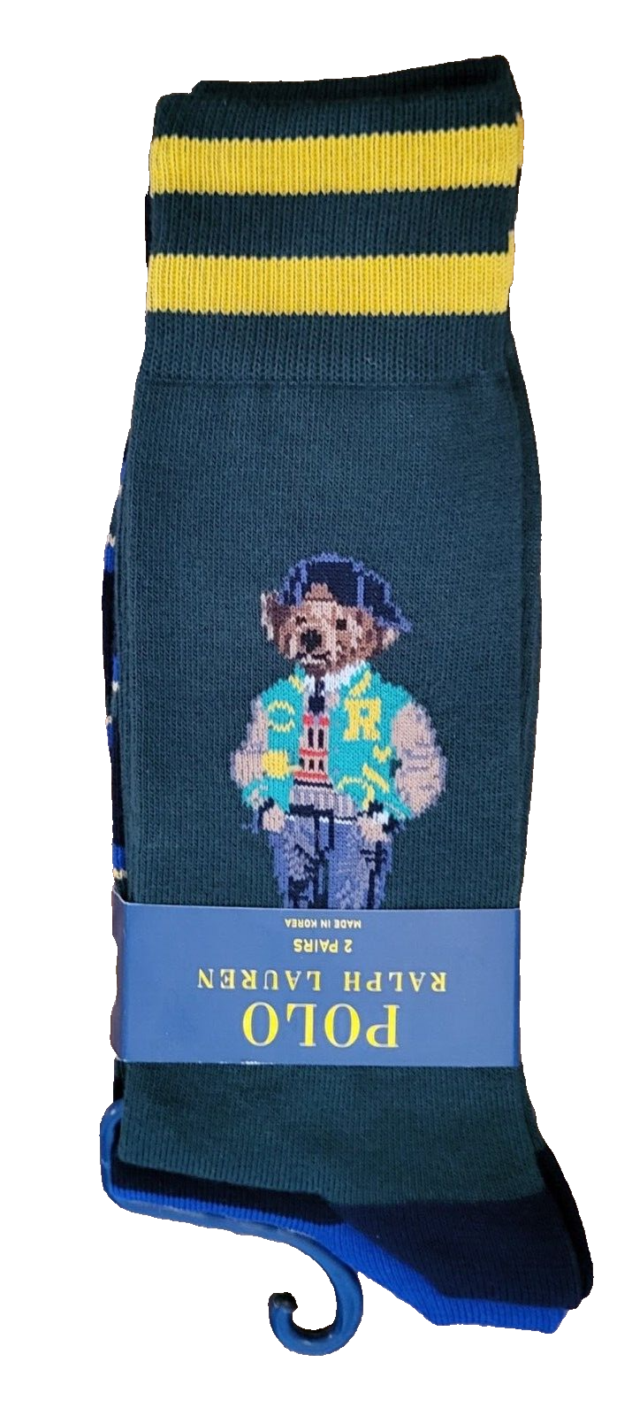 PONY Polo Ralph Lauren Calzini Uomo Scarpa Taglia 10 13 College Bear & StripeCrew 2Pk #62
