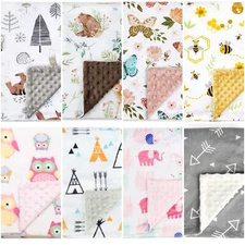 Boritar Baby Blanket/Crib Quilt Soft Minky 30"x40" Receiving Blanket 2 Layer