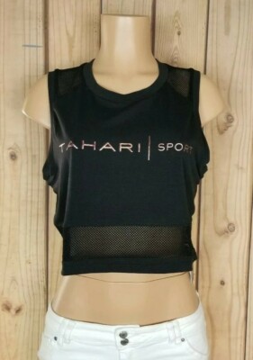 black athletic crop top